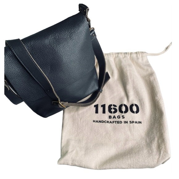 Eleven600 Genuine Leather Crossbody Handbag Zip Closure 9”H 9.8”W 3”D NWOT - Picture 2 of 15